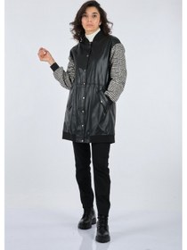 Resim Seleste 212k3137 Bisiklet Yaka Ekose Uzun Kollu Kadın Kaban 