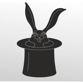 Resim Folyo Sticker Tavşan Ve Şapka 60cm Uzunluk Siyah 
