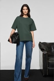 Resim Kadın 4'lü%100 Organik Pamuk Oversize Fit Basic Yuvarlak Yaka T-shirt 