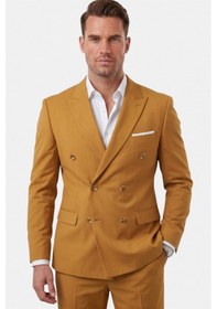 Resim Deep Sea Deepsea Erkek Taba Premium Collection İtalyan Kesim Likralı Kruvaze Takım Elbise 2600643 