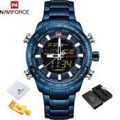 Resim Hanyang Bebe-Box Navıforce Lüks Marka Erkek Spor Izle Altın Kuvars LED Saat Erkekler Su Geçirmez Kol Saati Erkek Askeri Saatler Relogio Masculino (Yurt Dışından) 