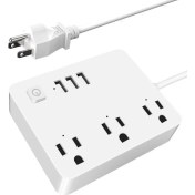 Resim Jelang Abd Çıkışlı Güç Kablosu Adaptörü 3 USB Bağlantı Noktası, Beyaz, Abd Tak (Yurt Dışından) 