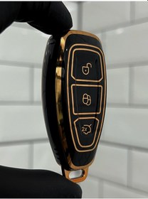 Resim Ford Kuga Focus Mondeo Bmax Cmax Smax Uyumlu Anahtar Kılıfı Gold - Siyah 