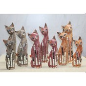 Resim Ahşap 3'lü Kedi Seti 30 Cm Model 2 