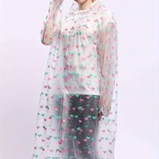 Resim Kadınlar için Şeffaf Kapüşonlu Kalpli Yağmurluk, Uzun Kollu EVA Dayanıklı Tam Vücut Yağmur Ponçosu, Seyahat için Düğmeli Kapatma, 1 Paket Esnek Olmayan Rahat Stil 