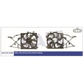 Resim KALE OTO Radyatör 419000 Fan Motoru Radyatör Vectra B 95-02 2.0 Td 2.5 V6 24V Davlumbazlı 240-160W-390Mm 