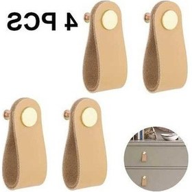 Resim Flybuy 4 Parça Altın Renk Deri Çekmece Kolu Seti - Modern Tasarım, Kolay Montaj, Ikea Uyumlu Diğer 
