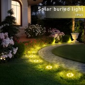 Resim 1/8/12 Adet Mini 8LED Gömme Aydınlatma, Paslanmaz Çelik Bahçe Güneş Enerjili Feneri, Dekoratif Avlu, Yol, Patika ve Araç Yolu İçin Solar Peyzaj Lambası (Beyaz/Sıcak Renkli) 