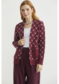 Resim Sementa Logolu Cep Detaylı Oversize Triko Hırka - Bordo Bordo 