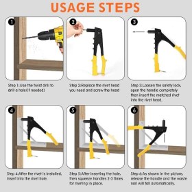 Resim Profesyonel Perçin Tabancası Ergonomik Tasarım 8,5 cm Genişlik 24 cm Boyut Dayanıklı Malzeme 