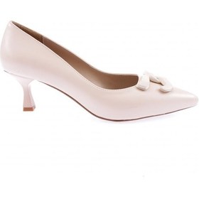 Resim Dgn K4330 Kadin Sivri Burun Aksesuarli Topuklu Ayakkabi K4330-1710-R0763 Kemik 