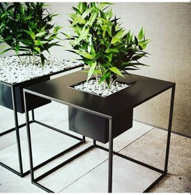 Resim Metal Saksılık Standı Kare Tasarım Çiçeklik 