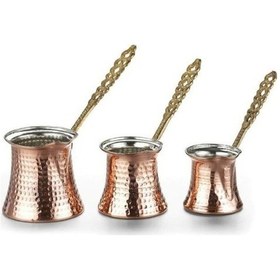 Resim Antepsepeti Bakır 3'lü Cezve Seti 
