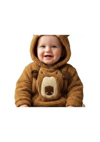 Resim Pekminibebe 6/24 Ay Peluş Kumaş Çift Fermuarlı Bebek Tulumu Kahverengi 