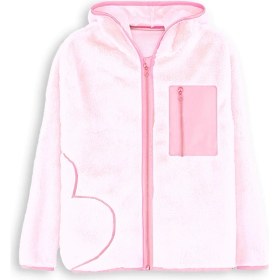 Resim Kalp Cepli Kız Çocuk Pembe Peluş Mont 