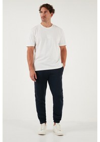 Resim Buratti Pamuklu Regular Fit Normal Bel Lastikli Paça Cepli Erkek Eşofman Altı 59080153W4 Koyu Lacivert 
