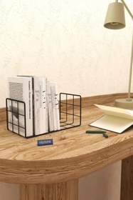 Resim moniev Masa Üstü Kitaplık Metal Kitaplık Çalışma Masası Düzenleyici Ofis Organizer Kitap Düzenleyici 