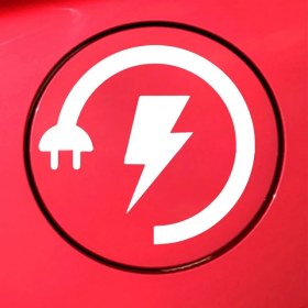 Resim Elektirikli Araba Şarj Etiketi Yapıştırması Depo Kapağı Uyarısı 13 cm Beyaz 