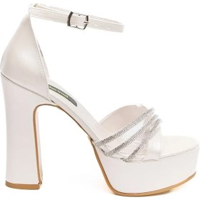 Resim Derinet Bilekten Bantlı Taşlı Platformlu Kadın Topuklu Ayakkabı 