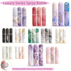 Resim 1 adet/4 adet Mermer Çatlak Serisi 0.17oz Parfüm Sprey Şişesi - Altın mermer dokusu ile gri, mor, pembe, siyah ve diğer renklerin birleşimi, derin ve sığ iç içe geçmiş parfüm spreyi, basit ve zarif, lüks ve şıklık gösteriyor! Doldurulabilir taşınabilir seyahat mini atomizör paketlenmiş parfüm sprey düz tabanlı yüksek kaliteli boş sprey şişesi taşınabilir parfüm şişesi makyaj seyahati için gerekli Sevgililer Günü 