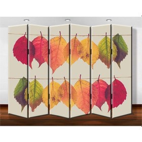 Resim Dekobul Kuru Yapraklar 6 Kanat Tekerlekli Kanvas Paravan 