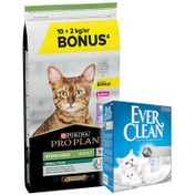 Resim Pro Plan Kısırlaştırılmış Hindi Etli Kedi Maması 10 + 2 Kg (Toplam 12 Kg) + Everclean 10 Lt Kedi Kumu 