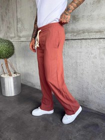 Resim Kiremit Keten Baggy Pantolon - M 