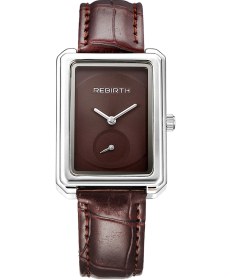 Resim Kadın Marka Kol Saatleri Bayan Saati Deri Moda Kare Kuvars Saatler Kahverengi Titanyum 