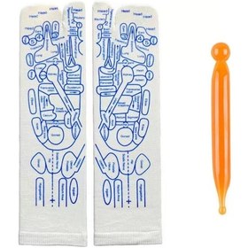 Resim Ayak Refleksoloji Çorap Masaj Seti 1 Çift Çorap Ve 2 Adet Refleksoloji Çubuğu 