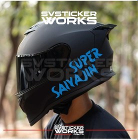 Resim Super Saiyajin Yazılı Kask Sticker Tüm Kasklar Uyumlu Tek Yön 1 Adet Mavi 