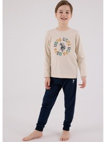 Resim U.S. Polo Assn. U.s. Polo Assn Erkek Çocuk Krem Pijama Takımı Us2214-c-v2 
