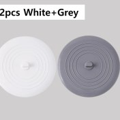 Resim Willowhaven 2 Adet Beyaz Gri Evrensel Silikon Lavabo Tıpası Mutfak Banyo Tıkaç Seti 