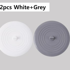 Resim Willowhaven 2 Adet Beyaz Gri Evrensel Silikon Lavabo Tıpası Mutfak Banyo Tıkaç Seti 