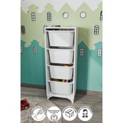 Resim Bofigo Dora 4 Sepetli Oyuncak Dolabı Beyaz 