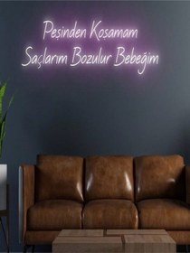 Resim Twins Led Peşinden Koşamam Saçlarım Bozulur Bebeğim Yazılı Neon Tabela Pembe Model:model:18553366 Pembe 