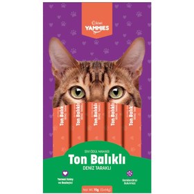 Resim Kiwi Yammies Ton Balıklı ve Deniz Taraklı Sıvı Kedi Ödül Maması 5'li 