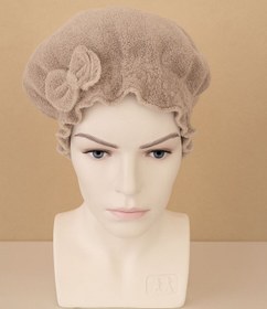 Resim Skygo Saç Kurulama Banyo Duş Bonesi – %100 Pamuk , Fiyonklu Kahverengi 