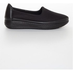 Resim Dilimler Ayakkabı Hakiki Deri Streç Siyah Kadın Günlük Ayakkabı-1120-Siyah 