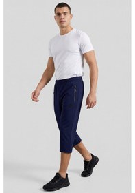 Resim Tommy Life İndigo Bağcıklı Standart Kalıp Fermuar Cepli Aktif Spor Erkek Kapri - 83096 İndigo 