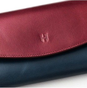Resim Helmbrook London Ashley Kadın Bordo Lacivert Deri Fermuarlı Rfid Korumalı Cüzdan Bordo - Lacivert 