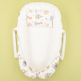 Resim Babynest ve Yastık- Çift Taraflı - Beyaz Örgü - Sindirella 