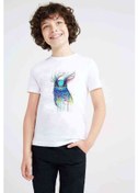 Resim Watercolor Owl 2 Baskılı Unisex Çocuk Beyaz T-Shirt 