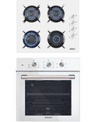 Resim KUMTEL Beyaz 2'li Ankastre Cam Set (Fırın - Ocak) 