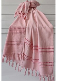 Resim Tek Yüzlü Pamuk Havlu Peştemal - Pembe Pembe 