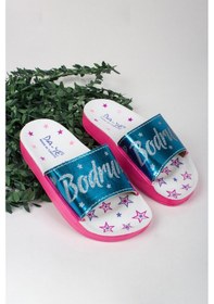 Resim Kız Çocuk Minik Yıldız Temalı Bodrum Yazılı Terlik-5801-mavi Mavi 