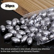 Resim 2 gram ağırlığında 20 adet zeytin şeklinde oyuk ağırlık - demir kurşun alaşım balıkçılık ağırlığı, oluklu, açık deniz balıkçılığı için uzun atış - magnezyum çubuk/çıra içermez. 