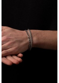 Resim İkili Çelik Bileklik Çifti Unisex Erkek Bayan Bileklik Zincir Künye Set Ack06-01-s Metalik 
