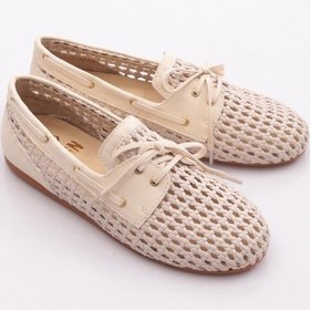Resim Dgn B00112 Kadin Delikli Oxford Ayakkabi Bej 