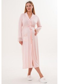 Resim Mecit Pijama Mecit 6330 Pudra Sabahlıklı Lohusa Pijama Takımı 