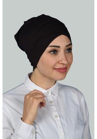 Resim Altobeh Çapraz Dış Kadın Tesettür Bonesi Penye - Koyu Kahverengi 